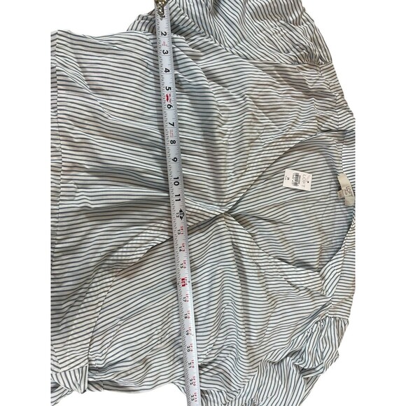 LOFT Plus Size 26 Blue White Striped Peplum Wrap Blouse Long Sleeve Tie Back - Picture 10 of 14